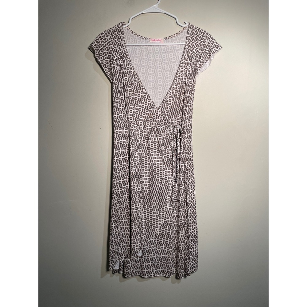 Fresh Produce Cafe Wrap‎ Dress Brown Patterned Size XS Granola Girl Casuall